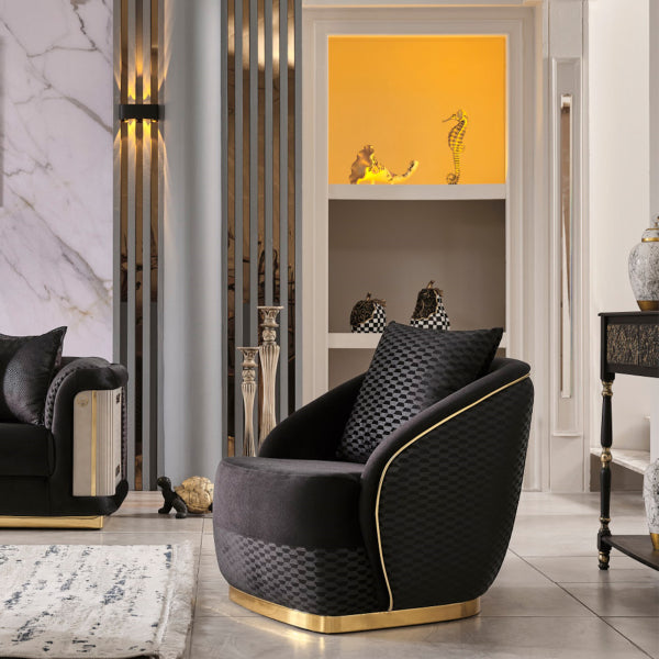 Elegance Stationary Livingroom Set Black