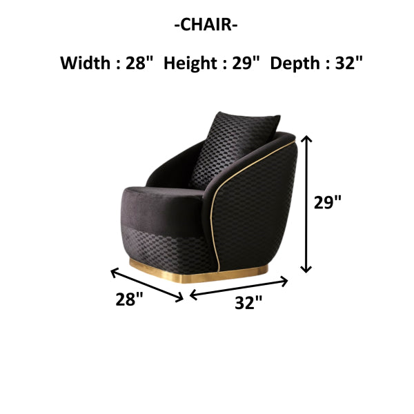 Elegance Stationary Livingroom Set Black