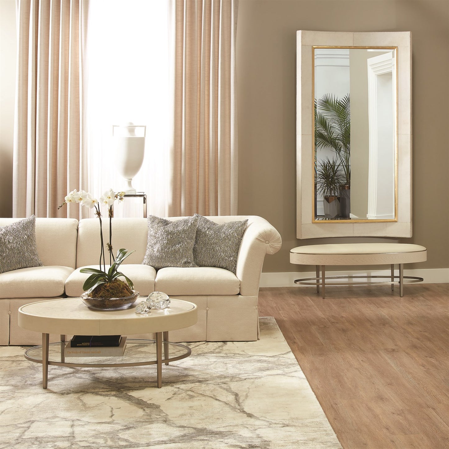 Curved Floor Mirror hair-On-Hide