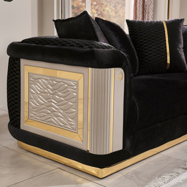 Elegance Stationary Livingroom Set Black