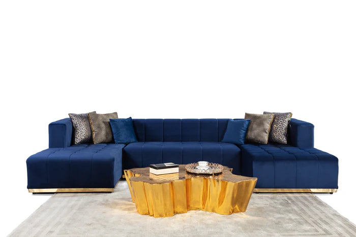 Elisha Velvet Double Chaise 140" Sectional
