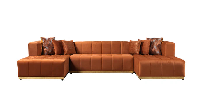 Elisha Velvet Double Chaise 140" Sectional