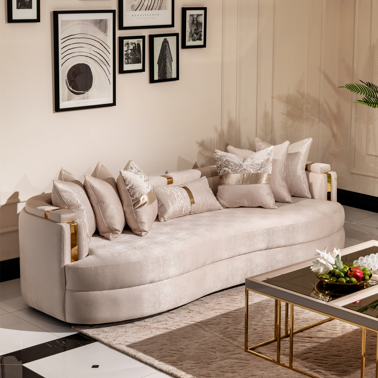 Carmela Mansion Sofa Almond Gold