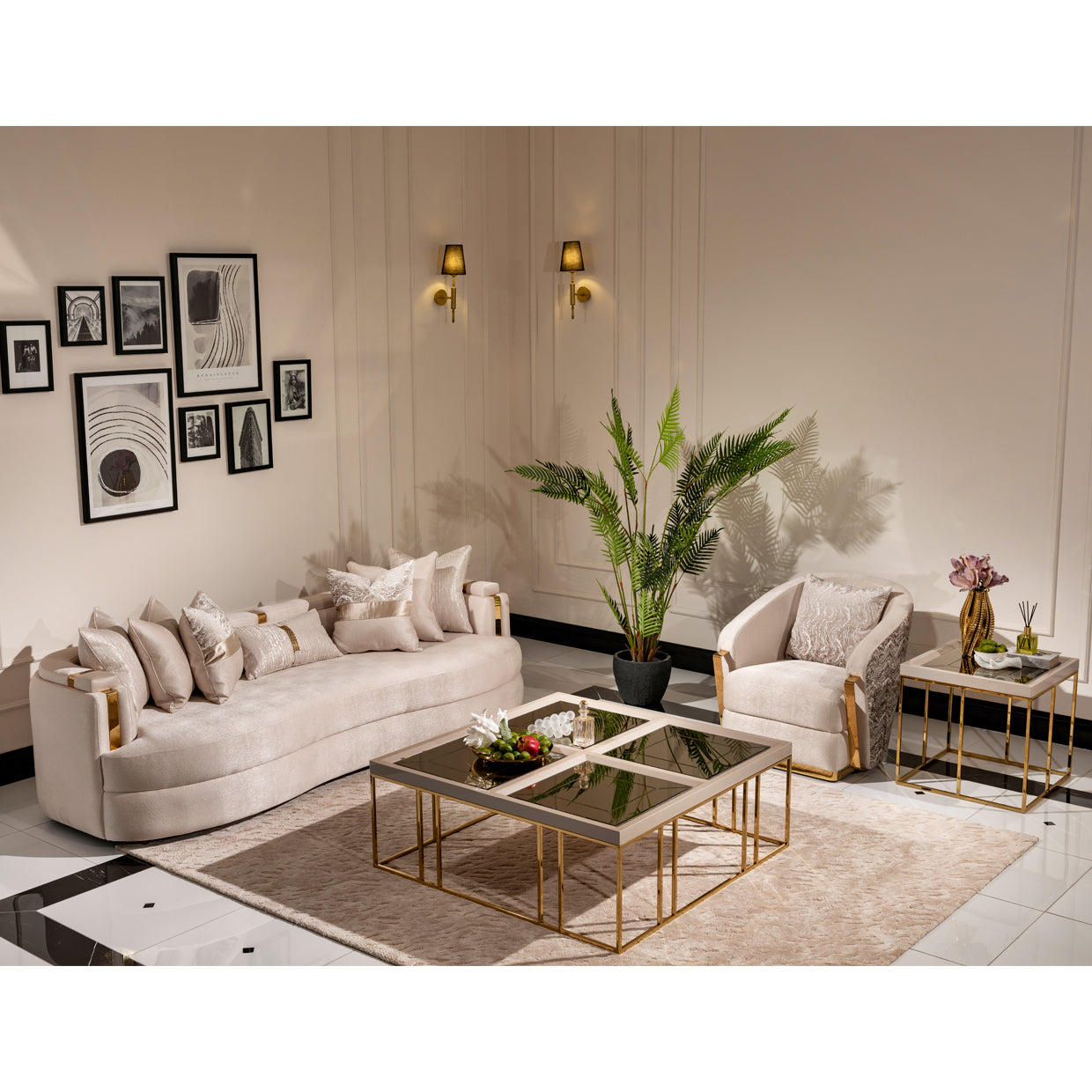 Carmela Mansion Sofa Almond Gold