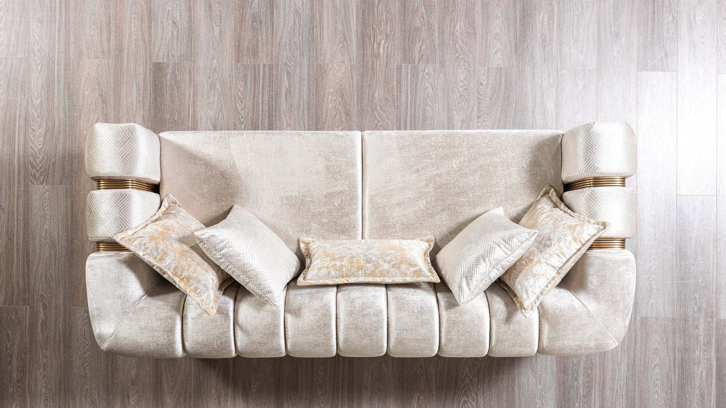 Santana Ivory Velvet Sofa 89" & Loveseat 69"