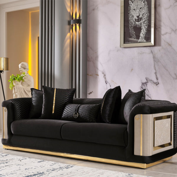 Elegance Stationary Livingroom Set Black
