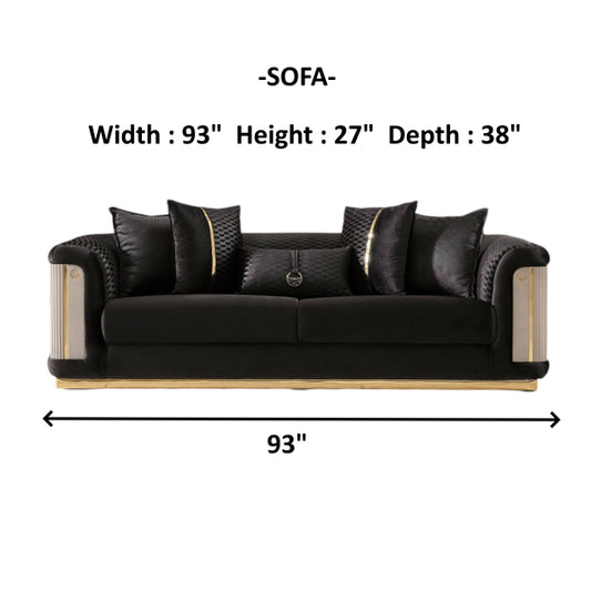 Elegance Stationary Livingroom Set Black