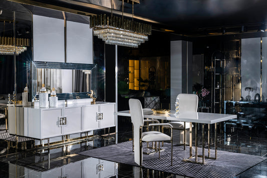 Asel Luxury Modern Dining Set - Elegant Table and Plush Chairs