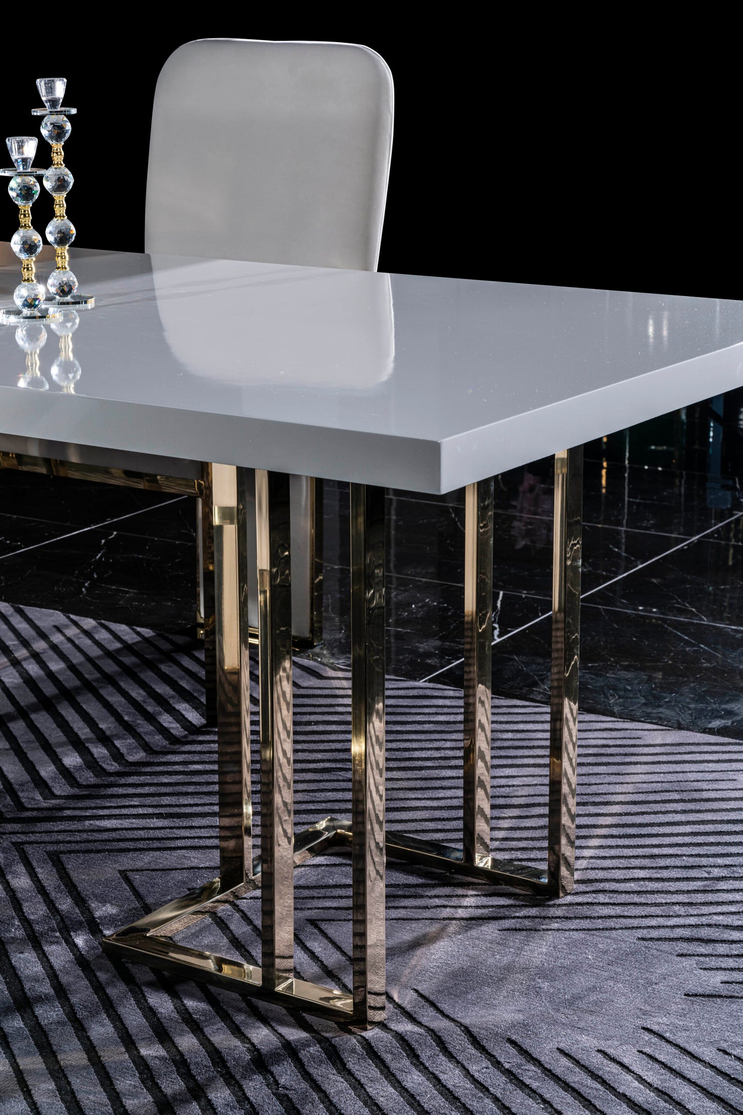 Asel Luxury Modern Dining Set - Elegant Table and Plush Chairs