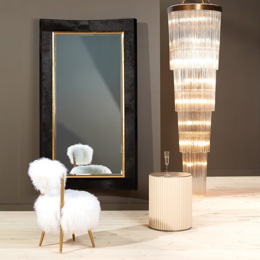 Curved Floor Mirror hair-On-Hide