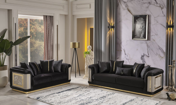 Elegance Stationary Livingroom Set Black