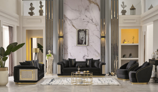 Elegance Stationary Livingroom Set Black