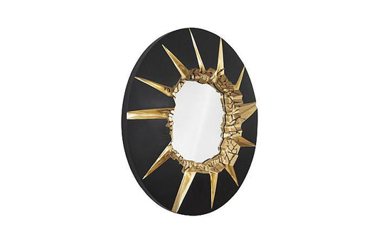 Circular Cracked Mirror, Black & Gold