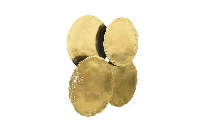 Cast Oil Drum Wall Discs Gold Leaf, Set of 4