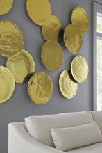 Load image into Gallery viewer, Cast Oil Drum Wall Discs Gold Leaf, Set of 4

