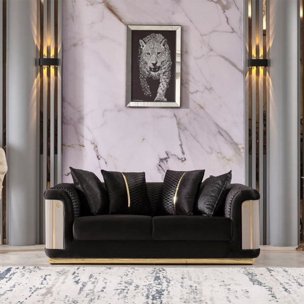 Elegance Stationary Livingroom Set Black