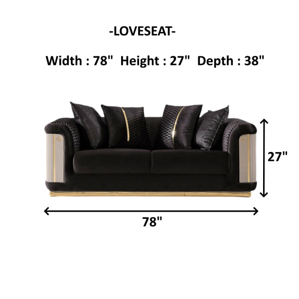 Elegance Stationary Livingroom Set Black