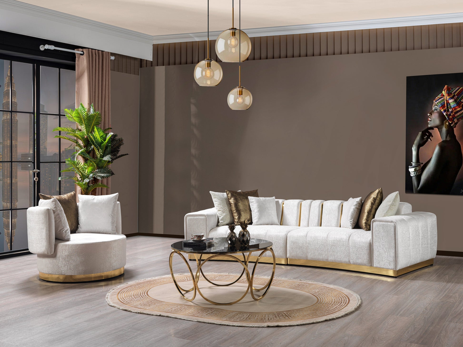 Michelle Ivory Velvet Curved 118" Sectional [ETA: 12/15]
