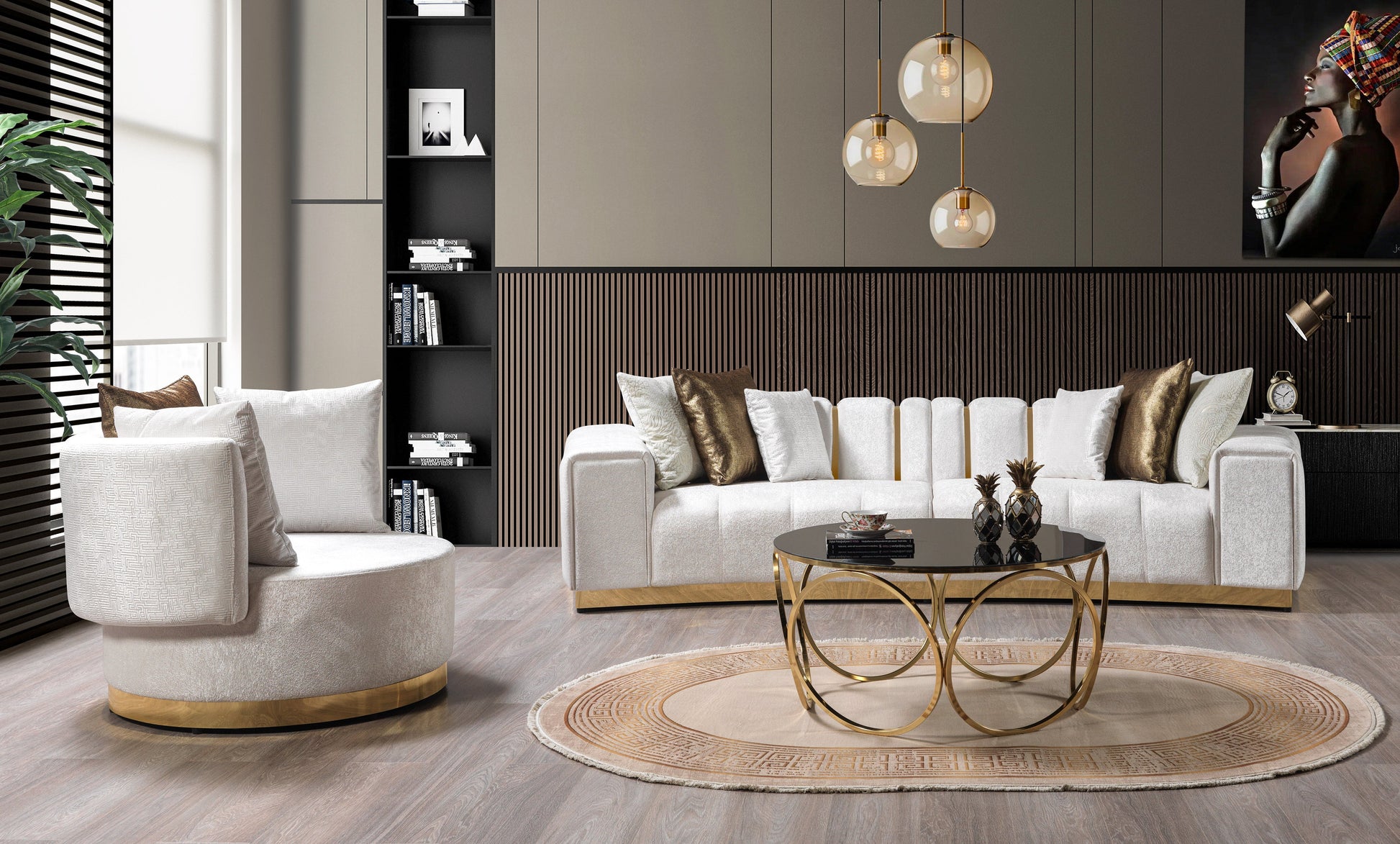 Michelle Ivory Velvet Curved 118" Sectional [ETA: 12/15]