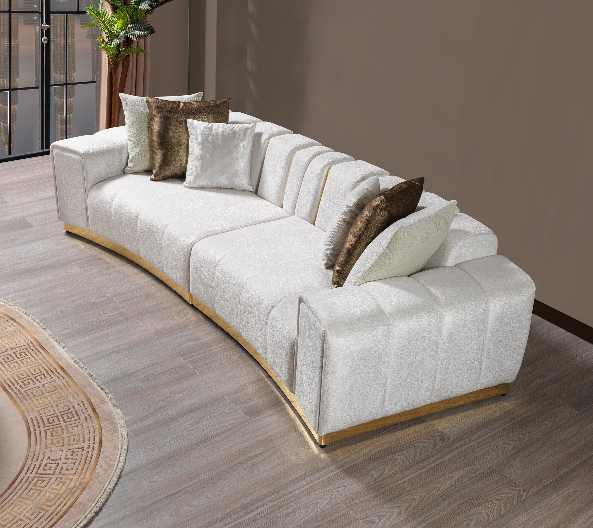 Michelle Ivory Velvet Curved 118" Sectional [ETA: 12/15]