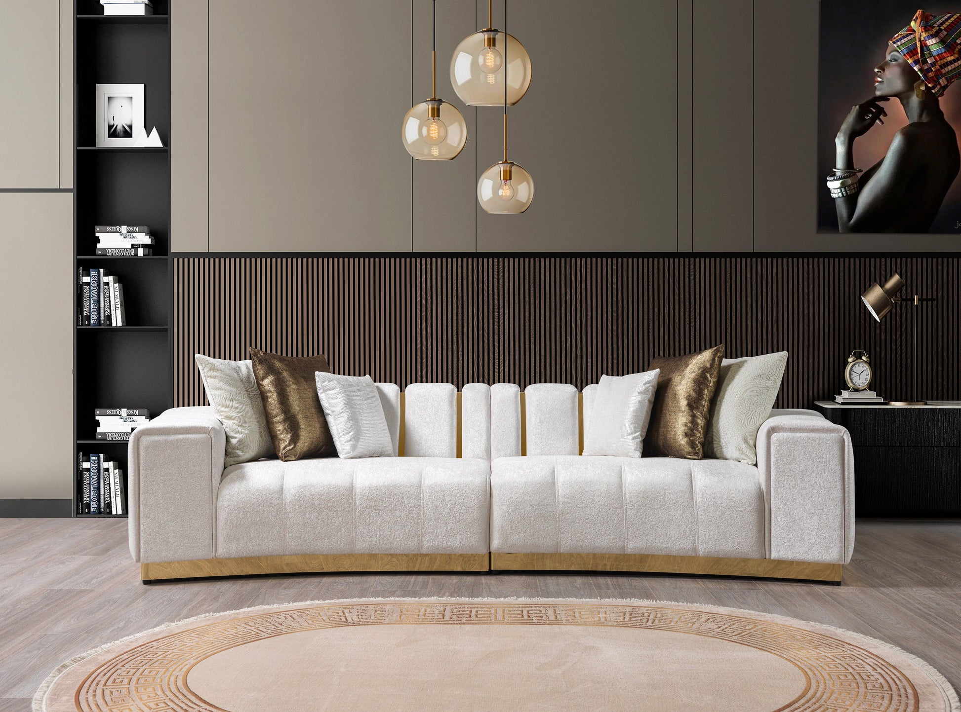 Michelle Ivory Velvet Curved 118" Sectional [ETA: 12/15]