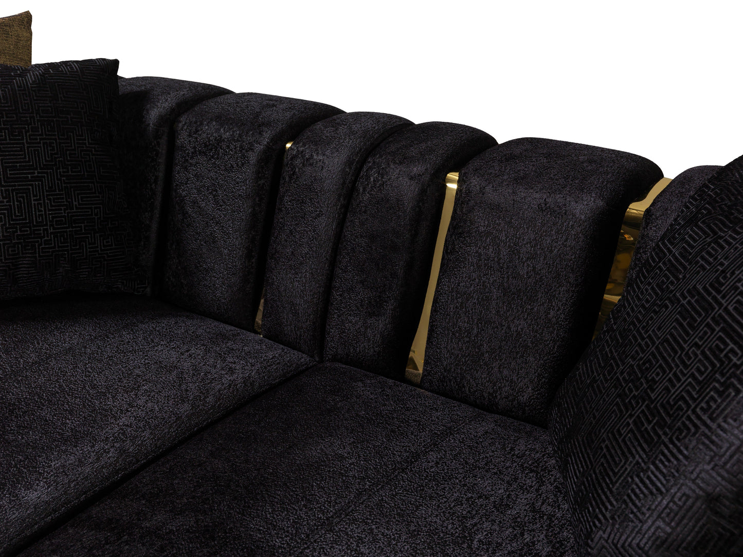 Michelle Black Velvet Curved 118" Sectional [ETA: 12/15]