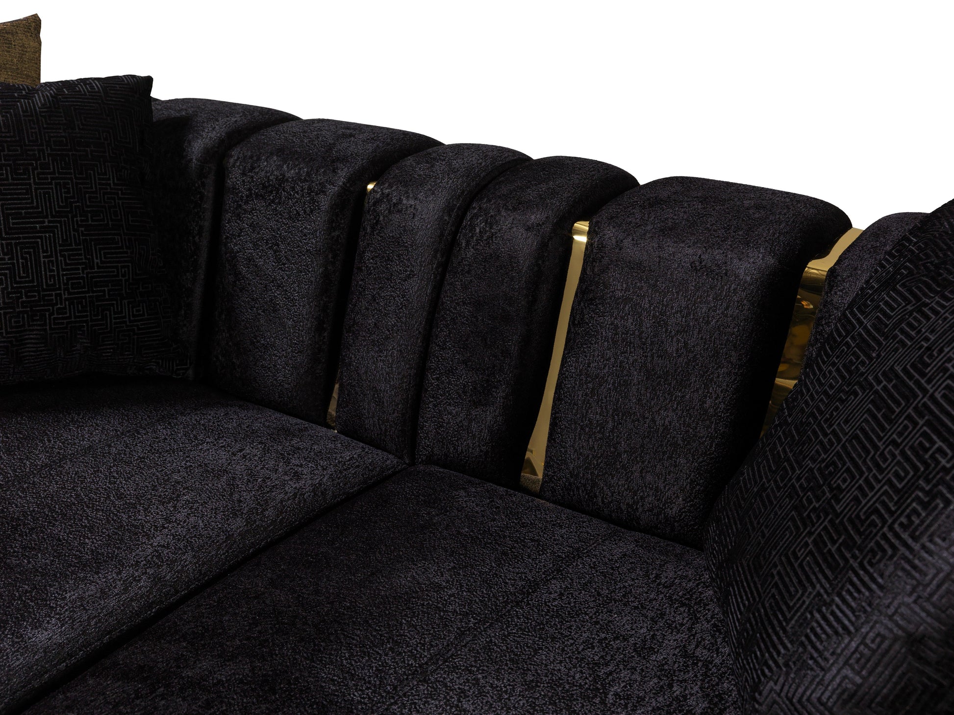 Michelle Black Velvet Curved 118" Sectional [ETA: 12/15]
