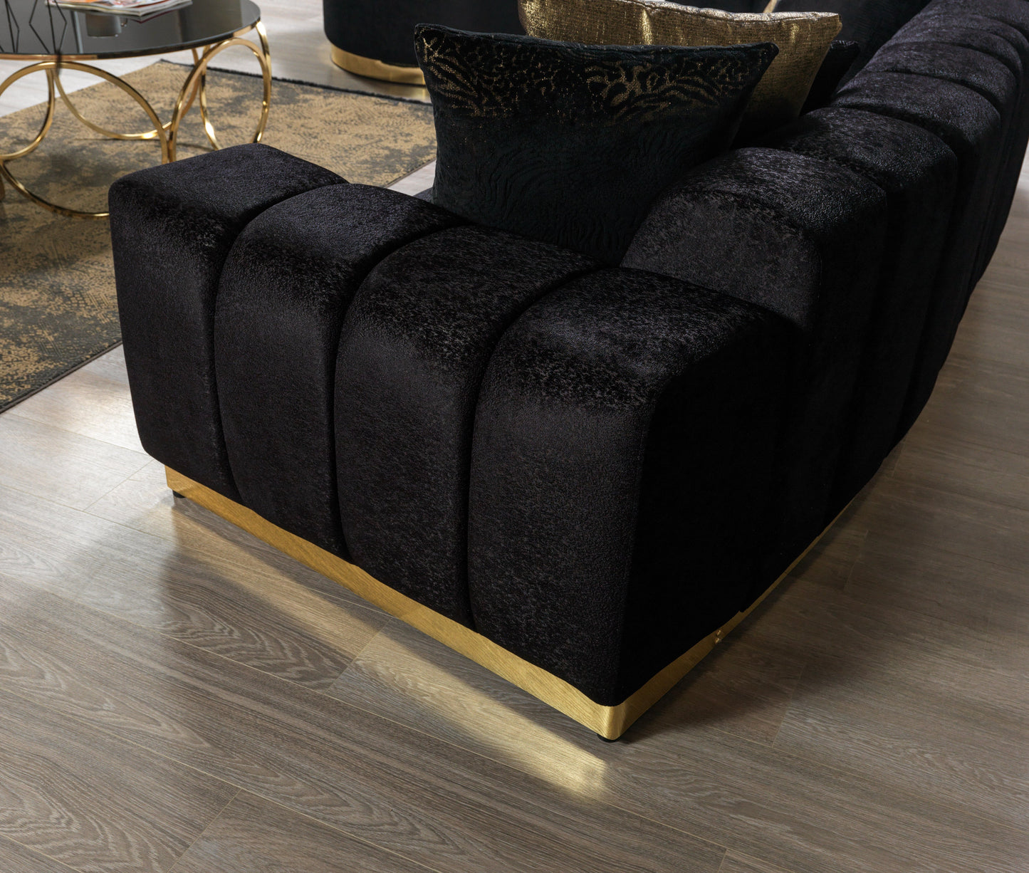 Michelle Black Velvet Curved 118" Sectional [ETA: 12/15]
