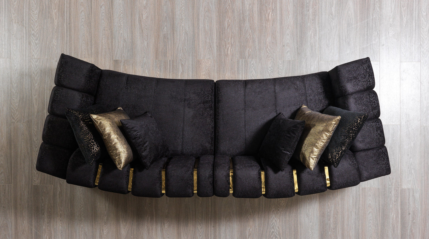 Michelle Black Velvet Curved 118" Sectional [ETA: 12/15]