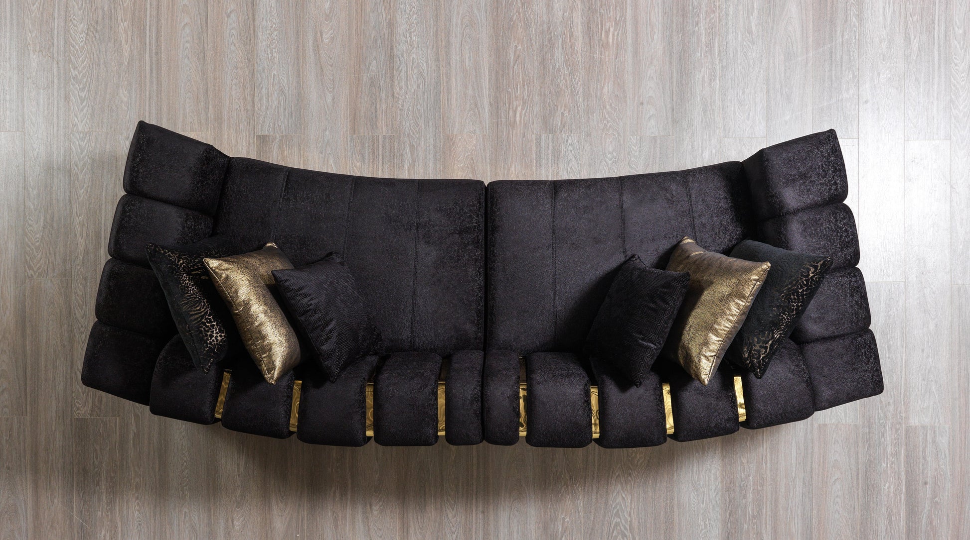 Michelle Black Velvet Curved 118" Sectional [ETA: 12/15]