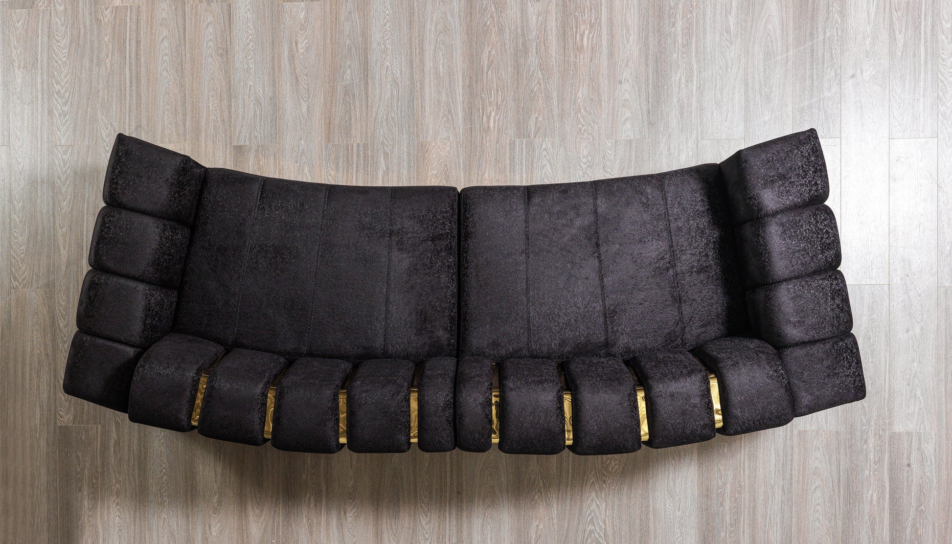 Michelle Black Velvet Curved 118" Sectional [ETA: 12/15]