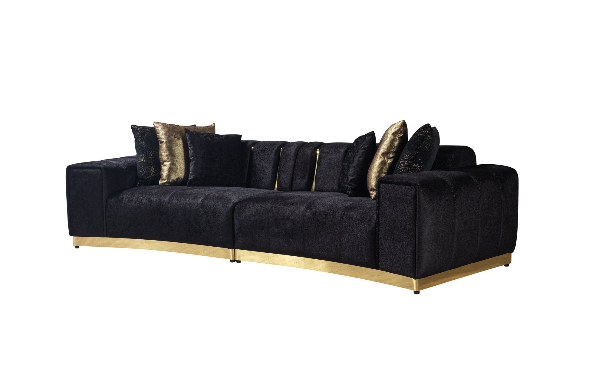 Michelle Black Velvet Curved 118" Sectional [ETA: 12/15]