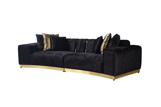 Michelle Black Velvet Curved 118" Sectional [ETA: 12/15]