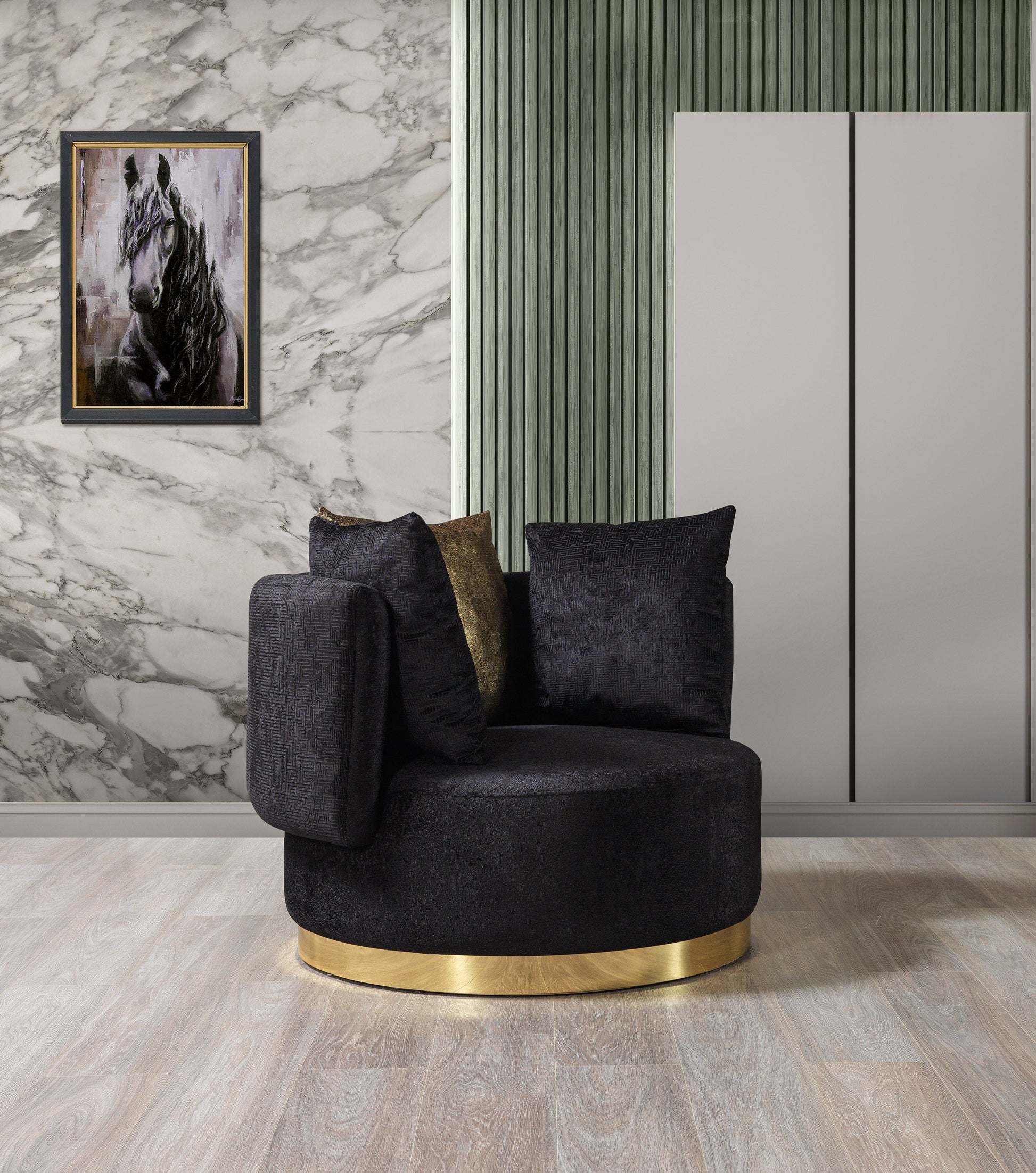 Michelle Black Velvet Curved 118" Sectional [ETA: 12/15]