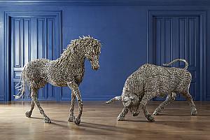 Horse Pipe Sculpture, Walking Stainless Steel