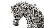 Horse Pipe Sculpture, Walking Stainless Steel