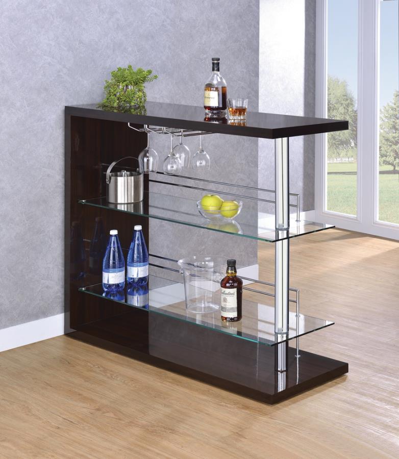 Rectangular 2-shelf Bar Unit Glossy