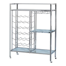 Load image into Gallery viewer, Glass Shelf Serving Cart with Casters Chrome
