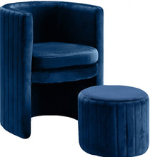 Load image into Gallery viewer, Selena Velvet Accent Chair and Ottoman Set
