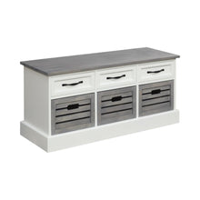 Load image into Gallery viewer, 3-drawer Storage Bench White and Weathered Grey
