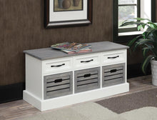 Load image into Gallery viewer, 3-drawer Storage Bench White and Weathered Grey
