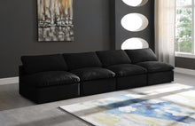 Load image into Gallery viewer, Plush Velvet Standard Cloud Modular Down Filled Overstuffed 140&quot; Armless Sofa
