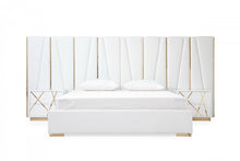 Load image into Gallery viewer, Modrest Nixa - Modern White + Rose Gold Bed + Nightstands
