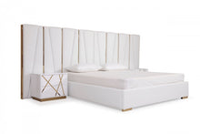 Load image into Gallery viewer, Modrest Nixa - Modern White + Rose Gold Bed + Nightstands
